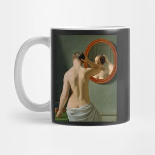 Woman Standing in Front of a Mirror Mug